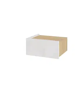 Nočné stolíky DUNA závesný nočné stoje s podsvietením, biela/dub