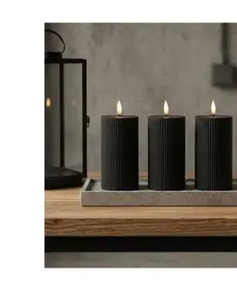 Svietidlá Estilo Home SADA 3x LED sviečok BRILLO LED/2xAA 15 cm čierne + diaľkové ovládanie 5905623255217