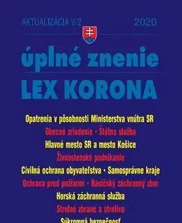 Dane, účtovníctvo Aktualizácia V/2 2020 –LEX-KORONA – štátna a verejná služba, civilná ochrana, súkromná bezpečnosť
