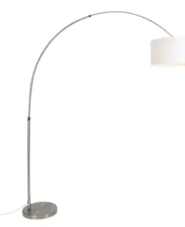 Oblúkové lampy Oblúková lampa oceľový tienidlo z látky biele 50/50/25 nastaviteľná - XXL