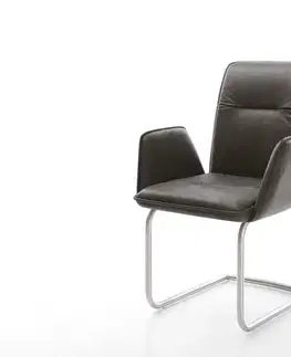 Jedálenské stoličky DELIFE Jedálenská stolička Vinja-Flex mikrovlákno antracitová vintage jedálenská stolička okrúhla nerezová oceľ