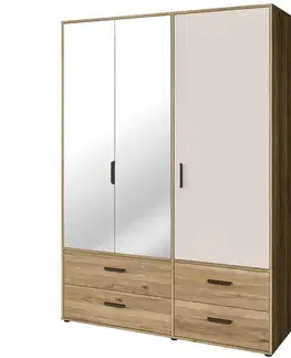 Šatníkové skrine Skriňa Mokkaro  Moks838-M802 1d2lud4sz Piesok/Dub Mauvella