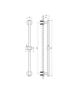 Sprchy a sprchové panely OMNIRES - Sprchová tyč s posuvným držiakom, 66 cm, meď DR12CP