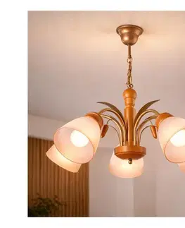 Svietidlá  Luster na reťazi TULIPAN 5xE27/60W/230V buk LM 5.24