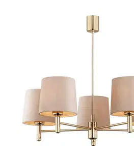 Svietidlá Argon 2105 - Luster na tyči PONTE 5xE27/15W/230V mosadz/béžová 2105