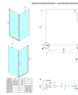 Sprchové dvere GELCO - LORO obdĺžniková sprchová zástena 800x900 GN4480-04