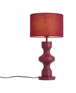 Stolné lampy Retro Table Lamp Plum with Fabric Shade - Captain