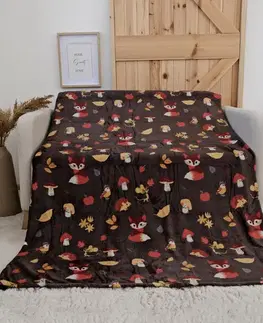 Deky MKLozkoviny.sk Deka mikroplyš Exclusive 150 × 200 cm – Jesenný les tmavo hnedý