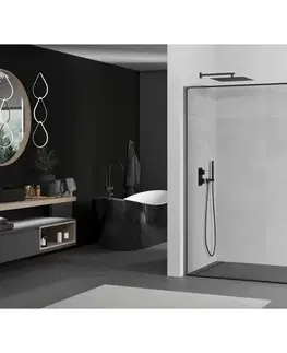 Sprchové dvere MEXEN/S - Kioto L Sprchová zástena WALK-IN 60 x 200, čierny vzor, grafit kartáčovaná 800-060-103-66-70