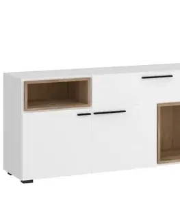 Komody do spálne Komoda Marlow MRLK04 2D1S biela alpská/dub honey castello
