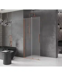 Sprchové dvere MEXEN/S - Velar Sprchová zástena posuvná Walk-in 120 x 200, dekor 8 mm, meď kartáčovaná 871-120-000-33-65