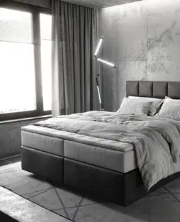 Postele Boxspring DELIFE Boxspring posteľ Dream-Fine 160×200 cm mikrovlákno antracitová vintage s vreckovou pružinovou matracou a visco topperom