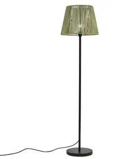 Vonkajšie stojanové svietidlá Vonkajšia stojaca lampa čierna so zeleným lanovým tienidlom IP44 - Virginia Jayla