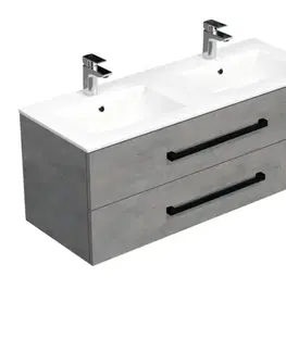 Kúpeľňový nábytok Kúpeľňová skrinka s čiernou úchytkou a umývadlom SAT Cube Way 120x53x46 cm betón mat CUBE46C1202BEMOD CUBE46C1202BEMOD