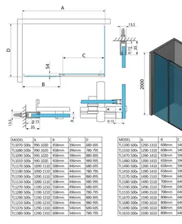 Sprchovacie kúty POLYSAN - THRON SQUARE obdĺžnikový sprchový kút 1100x1000, hranaté pojazdy TL1110-5002