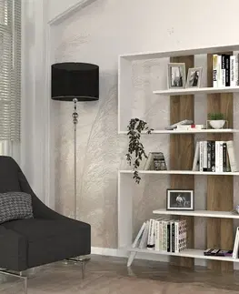 Knižnice Knižnica Rain - White, Walnut