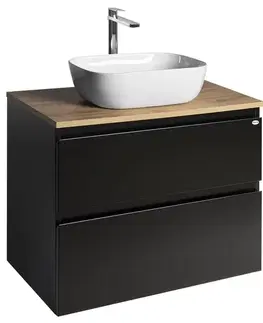 Kúpeľňový nábytok AQUALINE - ALTAIR skrinka s doskou 78,5 cm, čierna mat/dub emporio AI680-01