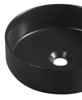 Umývadlá ISVEA - INFINITY ROUND keramické umývadlo na dosku, priemer 36cm, čierna mat 10NF65036-2N