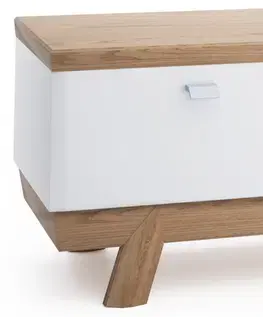 TV stolíky TARANKO Aspen AS-RTV/M tv stolík biely vysoký lesk / dub (Grande 01)