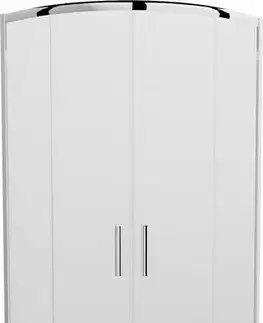 Vane MEXEN/S - Rio štvrťkruhový sprchovací kút 90 x 90, mráz, chróm + vanička so sifónom Flat, čierny 863-090-090-01-30-4170