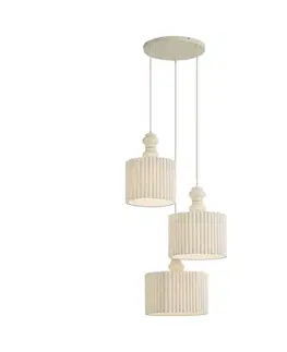 Závesné svietidlá Japandi závesná lampa béžová s ľanovým tienidlom 3-svetlá - Fedde