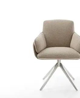 Jedálenské stoličky DELIFE Jedálenská stolička Luan-Flex s opierkami zmiešané materiály tmavobéžová krížová podstava široká nerezová oceľ 360° otočná hojdacia funkcia
