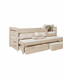 Postele ArtBed Detská posteľ TOMÁŠ II s prístelkou a úložným priestorom | 80 x 180 cm Farba: Borovica