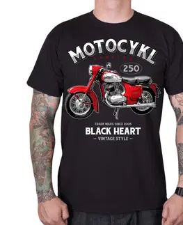 Pánske tričká BLACK HEART Motocykl Panelka čierna - M