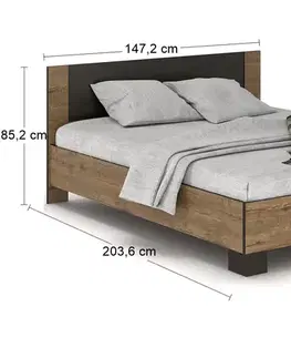 Postele NABBI Verify LB-140 manželská posteľ s roštom 140x200 cm dub april / wenge