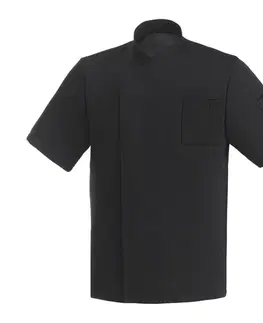 Pánske košele EGOCHEF Kuchársky rondon EGOchef PIZZAIOLO BLACK - 100% sieťovina - krátky rukáv  S