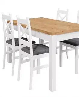 Súpravy stôl a stoličky v podkrovnom štýle Jedálenská zostava Mini biela/craft