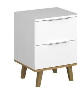 Komody KONDELA Nepu 2S/46 zásuvková komoda biela / dub kamenný