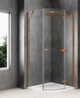Sprchové dvere POLYSAN - GLOBE COPPER MATT štvrťkruhová sprchová zástena 800x800, číre sklo, pravé GB2680RPG