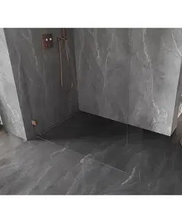 Sprchové dvere MEXEN/S - Lunar Sprchová zástena WALK-IN ľavá 50 x 200, transparent 8 mm, meď kartáčovaná 830-050-000-65-00-L