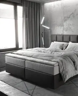 Postele Boxspring DELIFE Boxspring posteľ Dream-Fine 180x200 cm mikrovlákno antracitová vintage s vreckovou pružinovou matracou a visco topperom