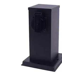 Záhradné lampy  Vonkajší zásuvkový stĺpik 1Z SCHUKO 230V IP44 20 cm čierna EKO0431