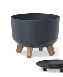 Kvetináče a truhlíky NABBI DGRL240 plastový kvetináč na nožičkách 23,8 cm antracit