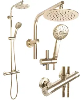 Sprchy a sprchové panely REA - Sprchová sada s termostatom Bliss brush gold REA-P8413