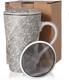 Hrnčeky, šálky, podšálky VERONI - Hrnček s čajítkom 400ml ANIKA rôzne dekory