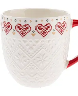 Hrnčeky a šálky Porcelánový hrnček Pletené srdce 630 ml