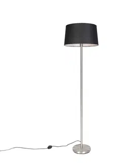 Stojace lampy Moderná stojaca lampa oceľ s čiernym tienidlom 45 cm - Simplo