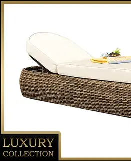 Záhradné lehátka DEOKORK Ratanová lehátko polohovateľné vr. polstrovania 198 x 68 cm BORNEO LUXURY (hnedá)