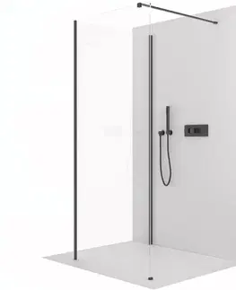 Sprchovacie kúty CERANO - Sprchová zástěna Walk-in Onyx Corner Cube L/P - 8 mm - hranatá vzpěra - černá matná, transparentní sklo - 100x60x200  CER-8050BD9951