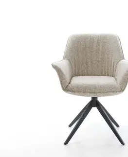 Jedálenské stoličky DELIFE Jedálenská stolička Keila-Flex s opierkami tkanina mäkká béžová krížová podstava široká čierna otočný o 360° hojdacia funkcia