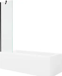 Sprchové dvere MEXEN/S - Cubik obdĺžniková vaňa 170 x 70 cm s panelom + vaňová zástena 50, transparent, čierna 550317070X9505000070