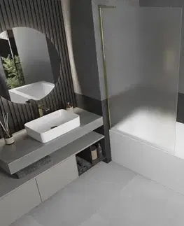 Sprchové dvere MEXEN/S - Next L vaňová zástena FIX 100 x 150, dekor, zlatá 895-100-000-03-30-50