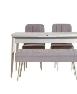 Jedálenské sety Jedálenský set s rozkladacím stolom a stoličkami (4 kusy) Vina 0701 - 3 - White, Grey