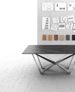 Jedálenské stoly DELIFE Jedálenský stôl Edge 200x100 cm keramika Laminam®Noir Desir hnedá pavučina plochá oceľ nerezová oceľ