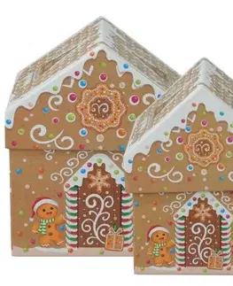 Vianočné dekorácie Set vianočných darčekových krabíc Cookie Houses, béžová, 2 ks