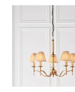 Svietidlá Endon 63627 - Luster na reťazi STANFORD 5xE14/40W/230V mosadz/béžová 63627